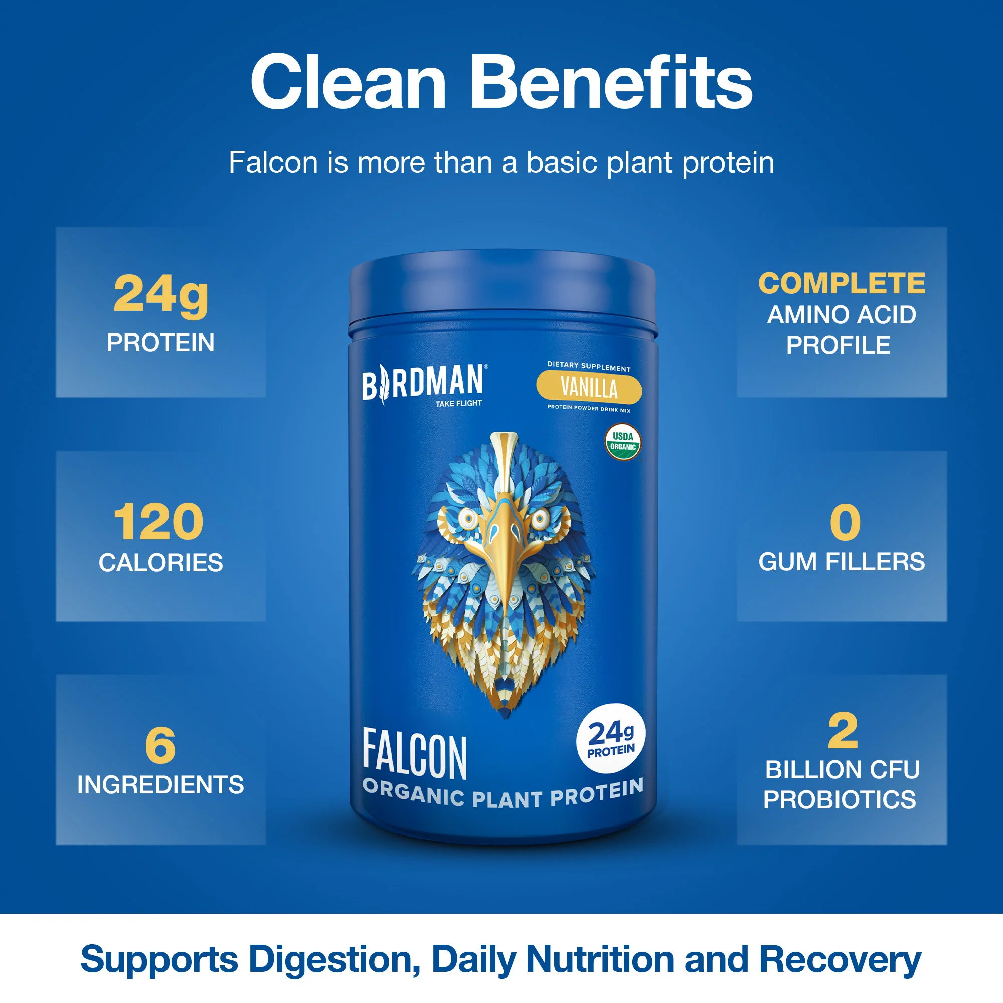 Falcon Protein Plant-Based Protein Powder - Vanilla Flavor - 1.32lbs - Image 3
