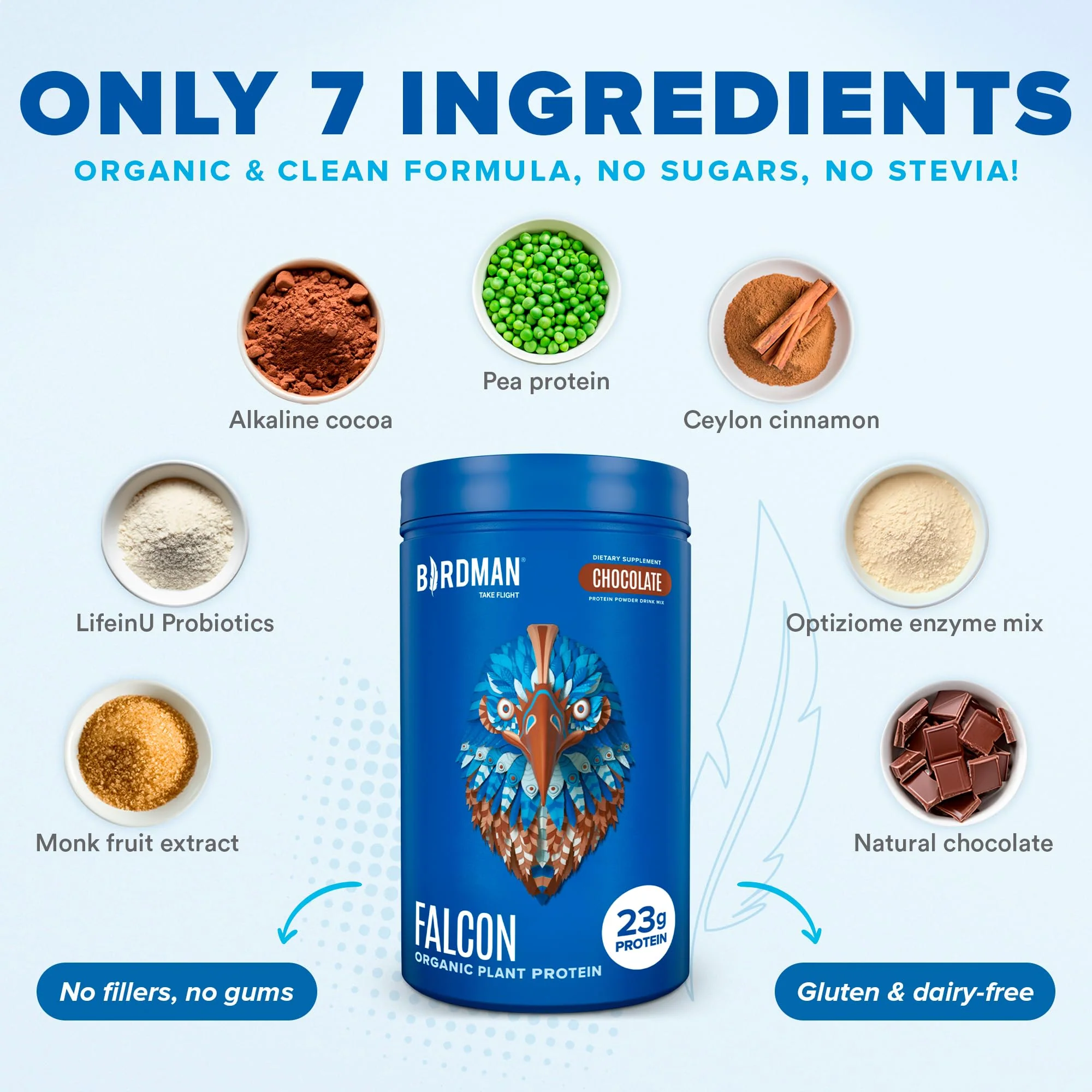 Falcon Protein Plant-Based Protein Powder - Chocolate Flavor -  1.32lbs - Image 4