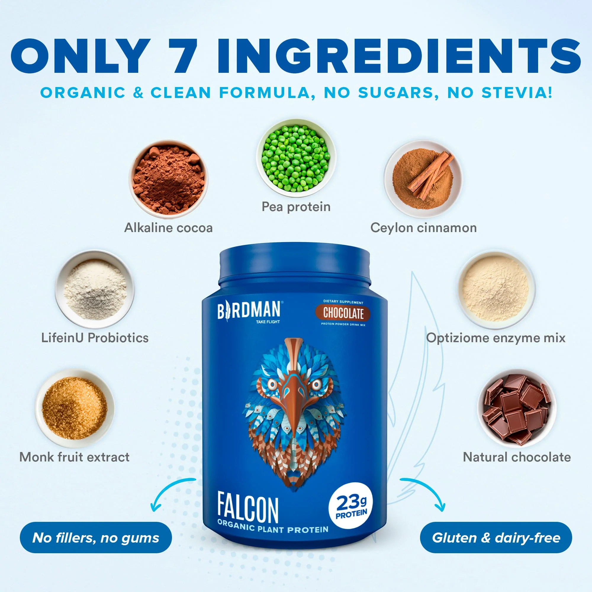 Falcon Protein Plant-Based Protein Powder - Chocolate Flavor - 2.64lbs - Image 5